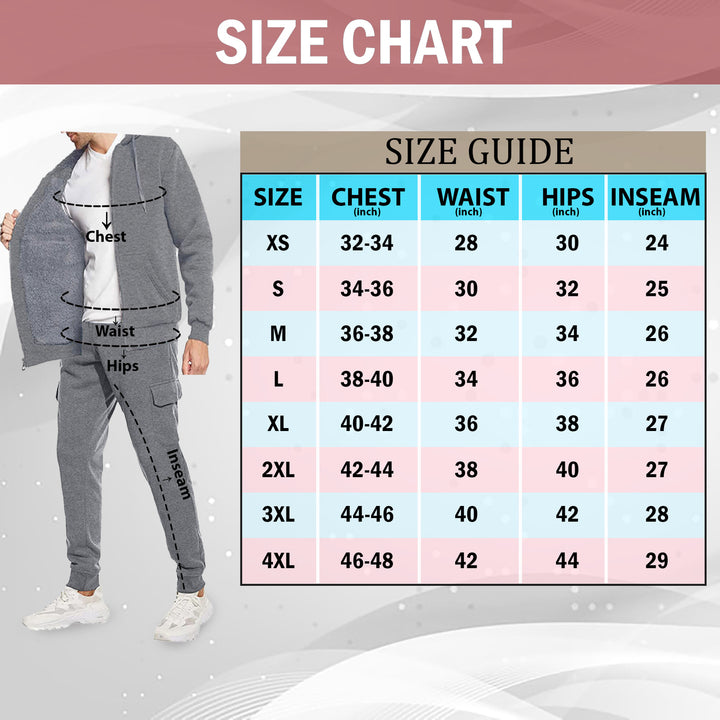 Mens Big and Tall Sherpa Lined Fleece Hoodie Jogger Sweat Suit Set Winter Warm Image 7