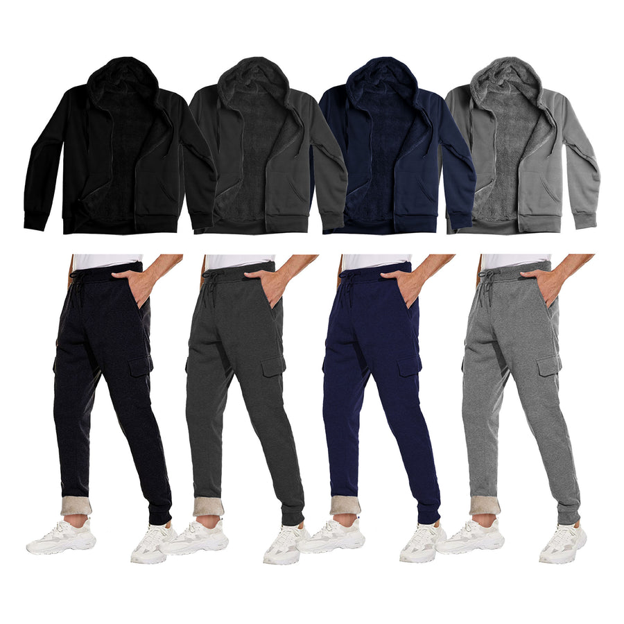 Mens Big and Tall Sherpa Lined Fleece Hoodie Jogger Set Winter Casual Comfort Image 1