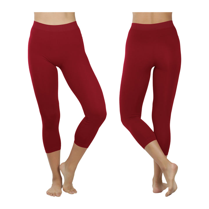 Womens Ultra Soft High Waisted Smooth Stretch Active Yoga Capri Leggings Image 8