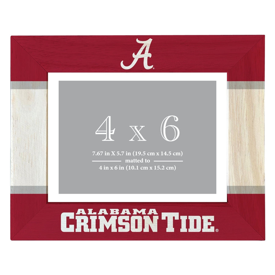 Alabama Crimson Tide Wooden Photo Frame - Customizable 4 x 6 Inch - Elegant Matted Display for Memories Image 1