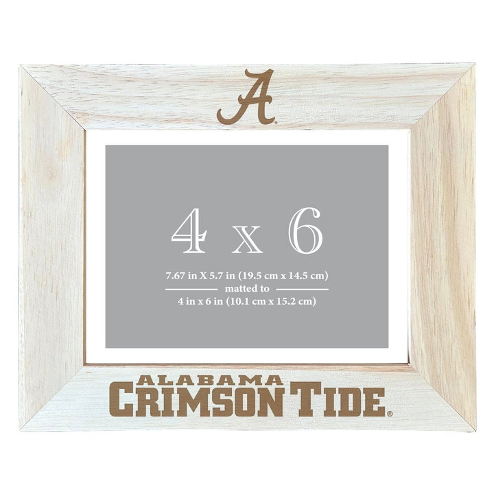 Alabama Crimson Tide Wooden Photo Frame - Customizable 4 x 6 Inch - Elegant Matted Display for Memories Image 1