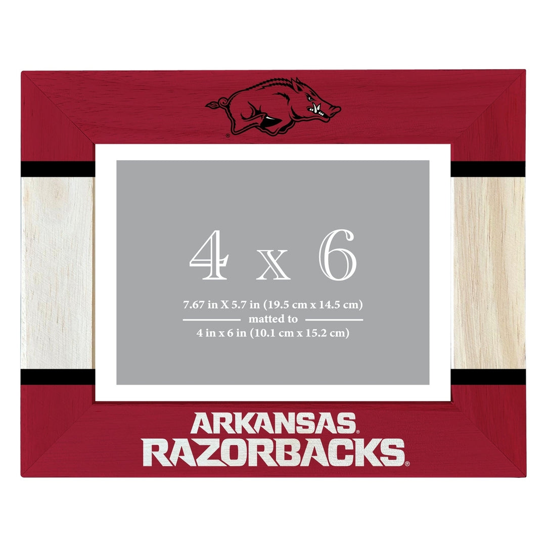 Arkansas Razorbacks Wooden Photo Frame - Customizable 4 x 6 Inch - Elegant Matted Display for Memories Image 1