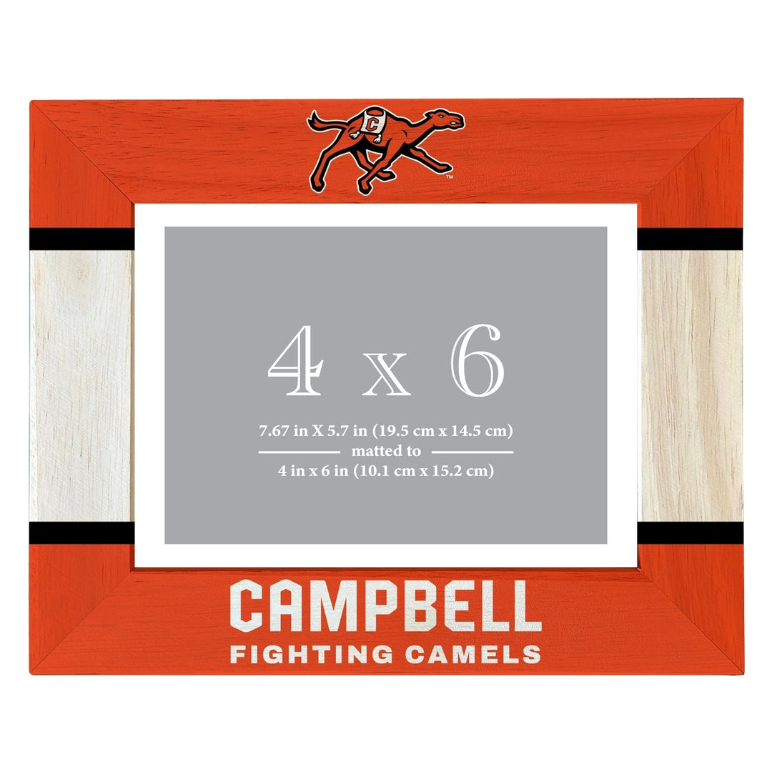 Campbell University Fighting Camels Wooden Photo Frame - Customizable 4 x 6 Inch - Elegant Matted Display for Memories Image 1