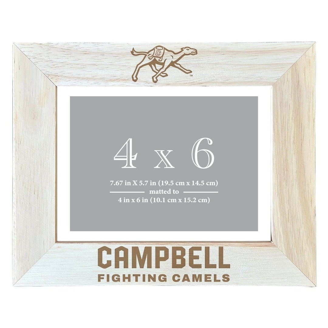 Campbell University Fighting Camels Wooden Photo Frame - Customizable 4 x 6 Inch - Elegant Matted Display for Memories Image 1