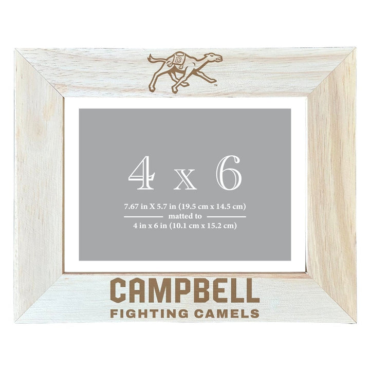 Campbell University Fighting Camels Wooden Photo Frame - Customizable 4 x 6 Inch - Elegant Matted Display for Memories Image 1