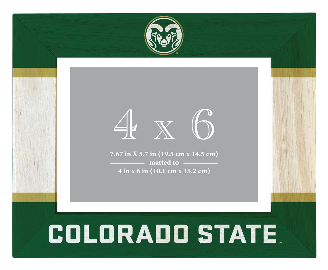 Colorado State Rams Wooden Photo Frame - Customizable 4 x 6 Inch - Elegant Matted Display for Memories Image 1