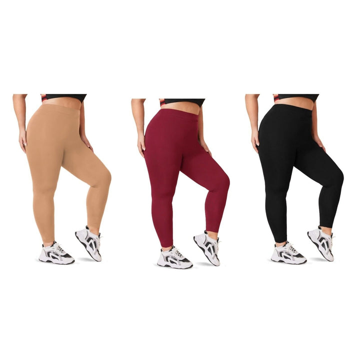 Womens High Waisted Plus Size Yoga Leggings Ultra Soft Comfortable Activewear Image 2