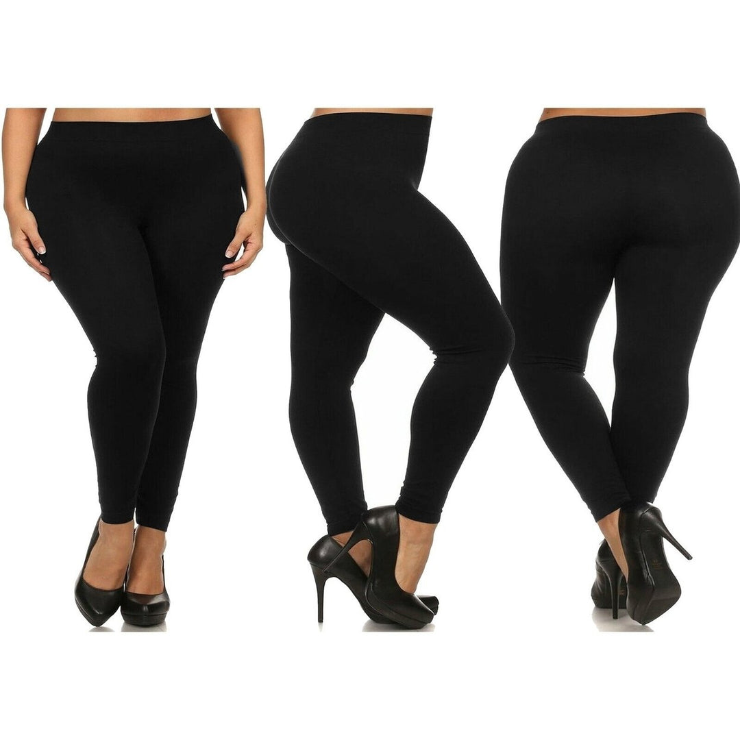 Womens High Waisted Plus Size Yoga Leggings Ultra Soft Comfortable Activewear Image 3