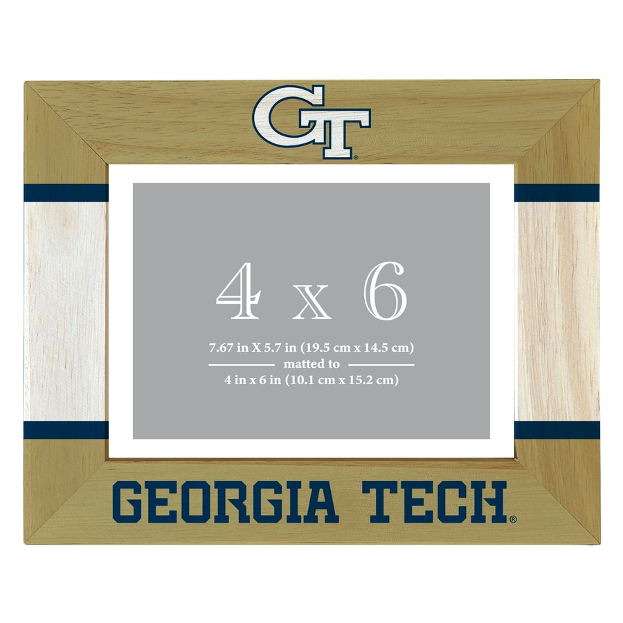 Georgia Tech Yellow Jackets Wooden Photo Frame - Customizable 4 x 6 Inch - Elegant Matted Display for Memories Image 1