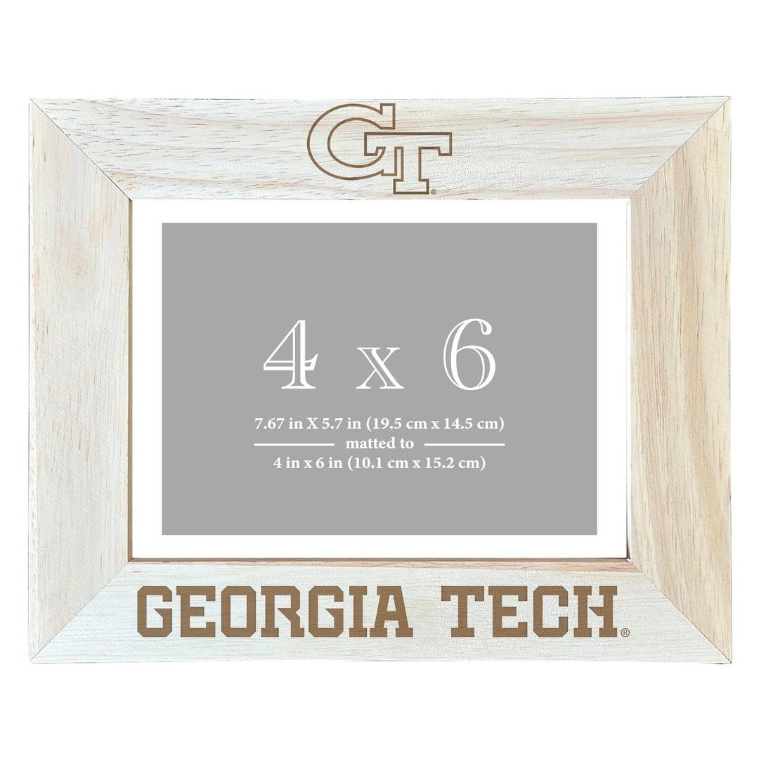 Georgia Tech Yellow Jackets Wooden Photo Frame - Customizable 4 x 6 Inch - Elegant Matted Display for Memories Image 1