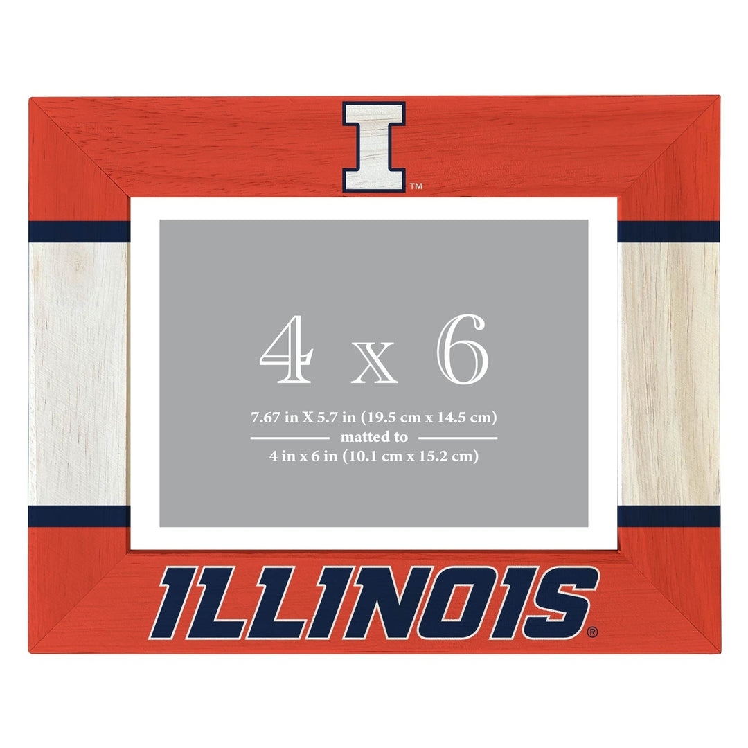 Illinois Fighting Illini Wooden Photo Frame - Customizable 4 x 6 Inch - Elegant Matted Display for Memories Image 1