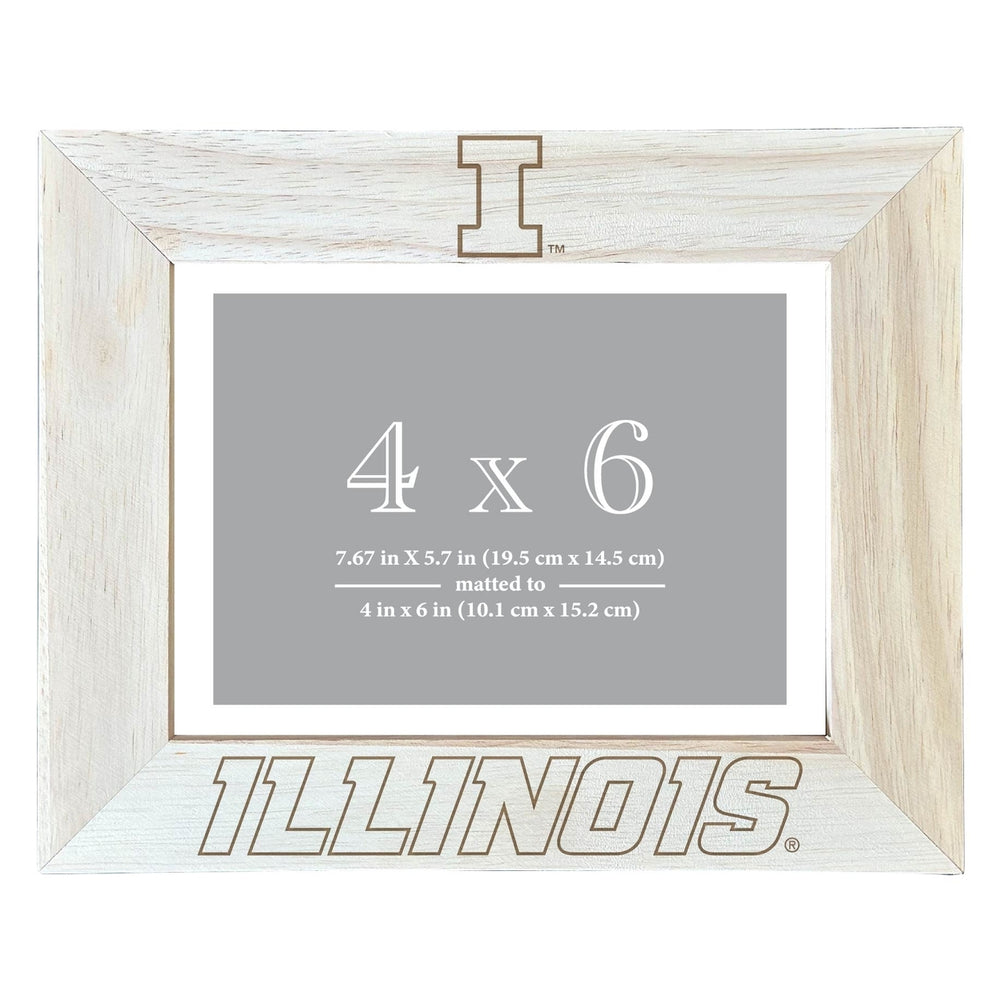 Illinois Fighting Illini Wooden Photo Frame - Customizable 4 x 6 Inch - Elegant Matted Display for Memories Image 2