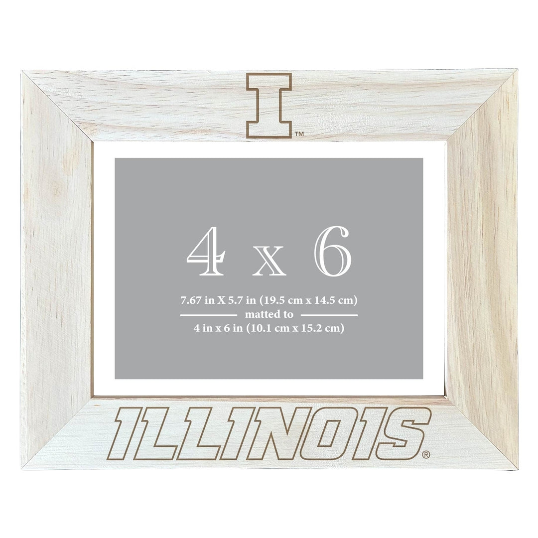 Illinois Fighting Illini Wooden Photo Frame - Customizable 4 x 6 Inch - Elegant Matted Display for Memories Image 2