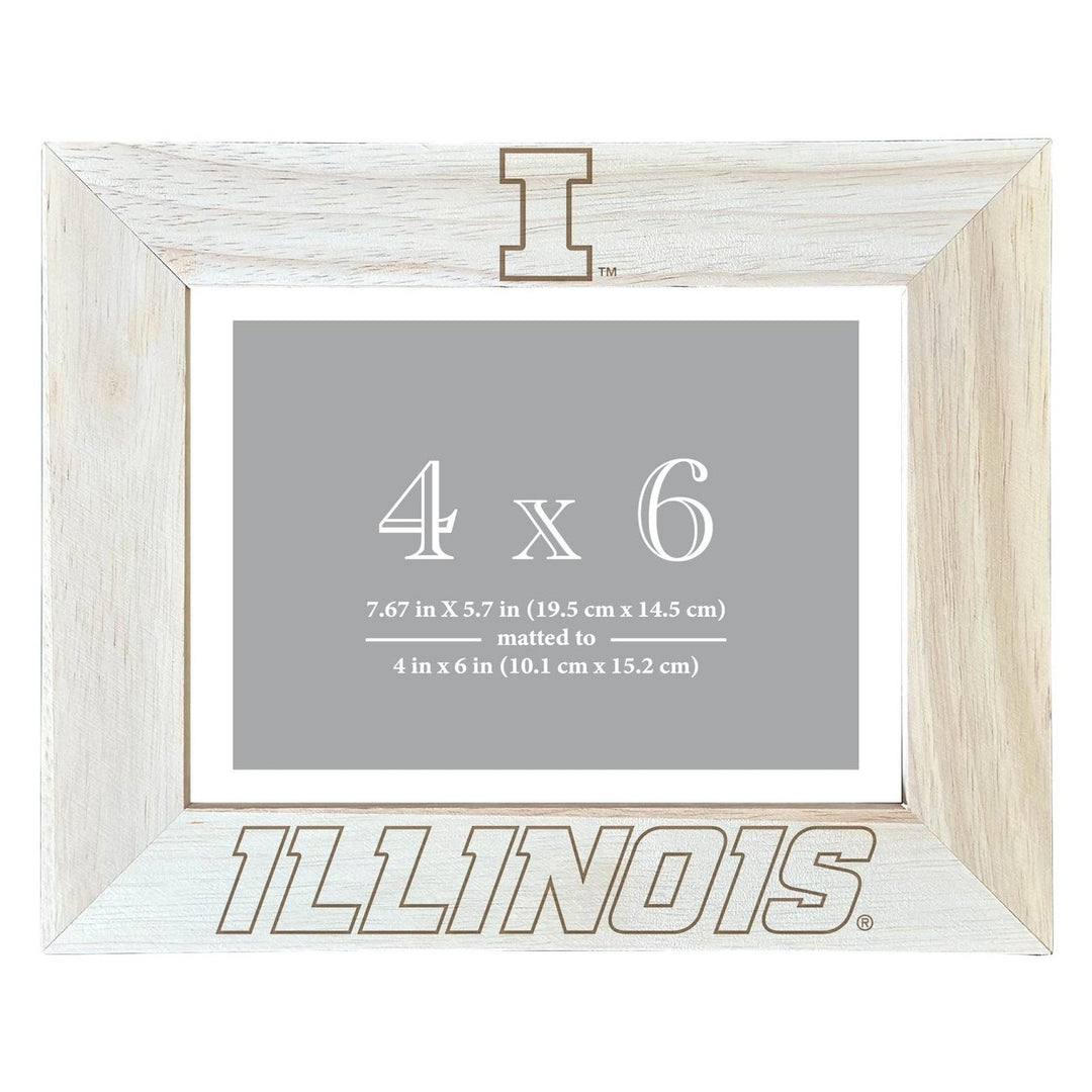 Illinois Fighting Illini Wooden Photo Frame - Customizable 4 x 6 Inch - Elegant Matted Display for Memories Image 1