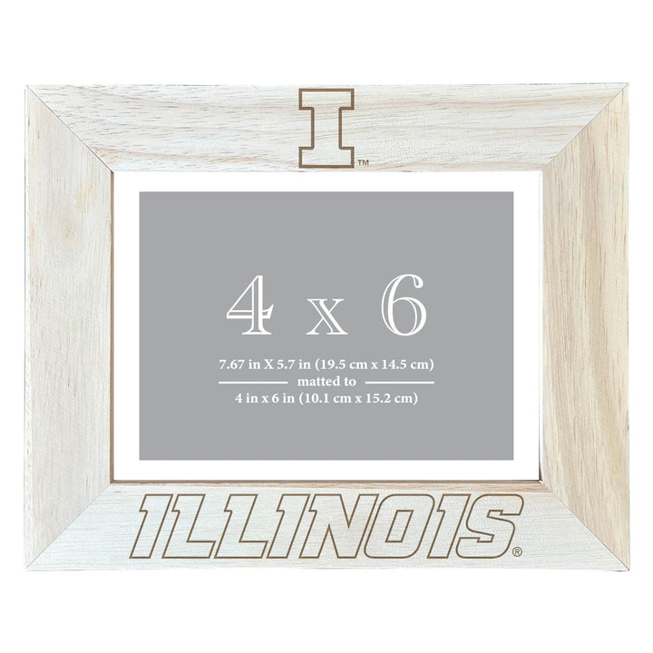 Illinois Fighting Illini Wooden Photo Frame - Customizable 4 x 6 Inch - Elegant Matted Display for Memories Image 1