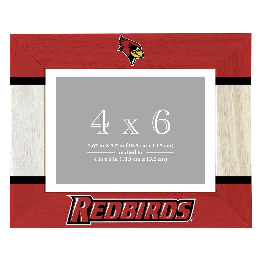 Illinois State Redbirds Wooden Photo Frame - Customizable 4 x 6 Inch - Elegant Matted Display for Memories Image 1