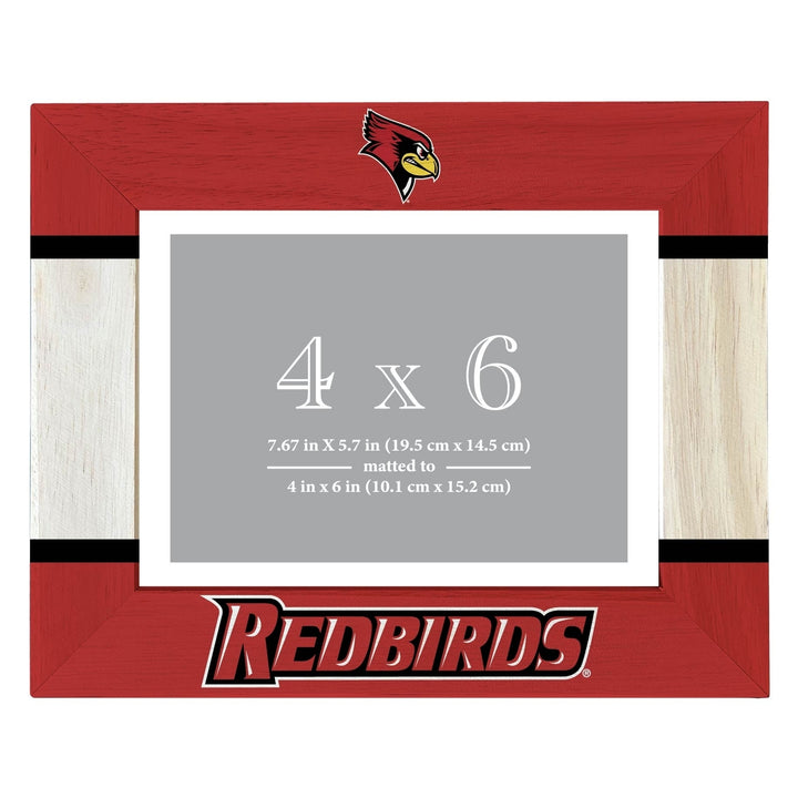 Illinois State Redbirds Wooden Photo Frame - Customizable 4 x 6 Inch - Elegant Matted Display for Memories Image 1