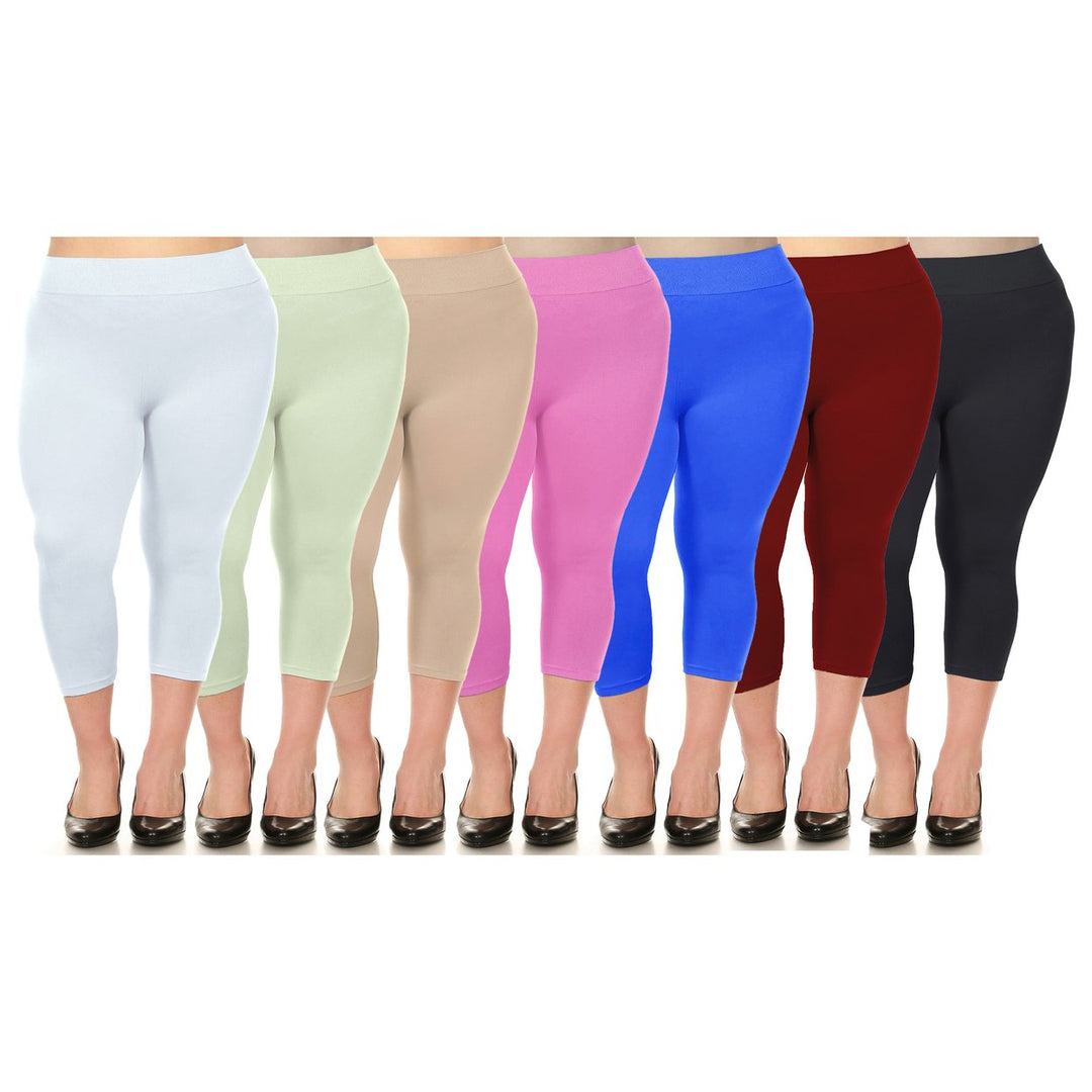 Womens Ultra-Soft High Waisted Smooth Stretch Active Yoga Capri Leggings Plus Size Available Image 1