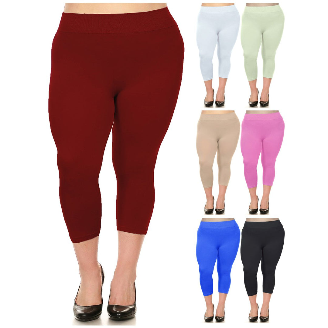 Womens Ultra-Soft High Waisted Smooth Stretch Active Yoga Capri Leggings Plus Size Available Image 4