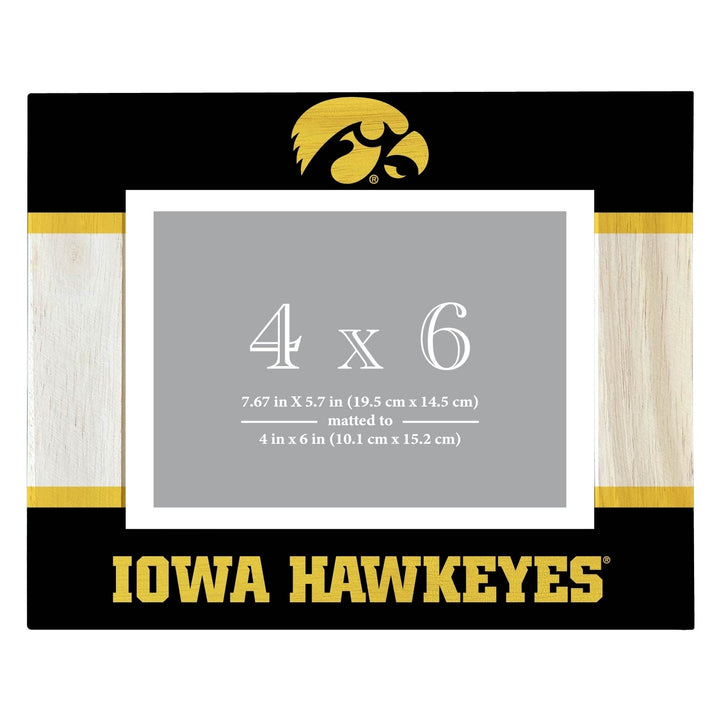 Iowa Hawkeyes Wooden Photo Frame - Customizable 4 x 6 Inch - Elegant Matted Display for Memories Image 1