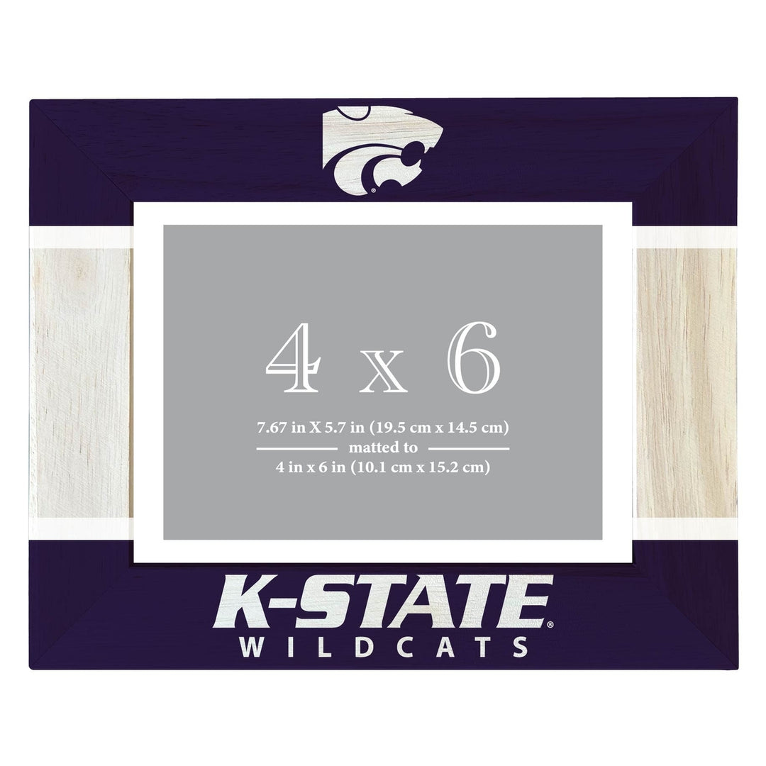 Kansas State Wildcats Wooden Photo Frame - Customizable 4 x 6 Inch - Elegant Matted Display for Memories Image 1