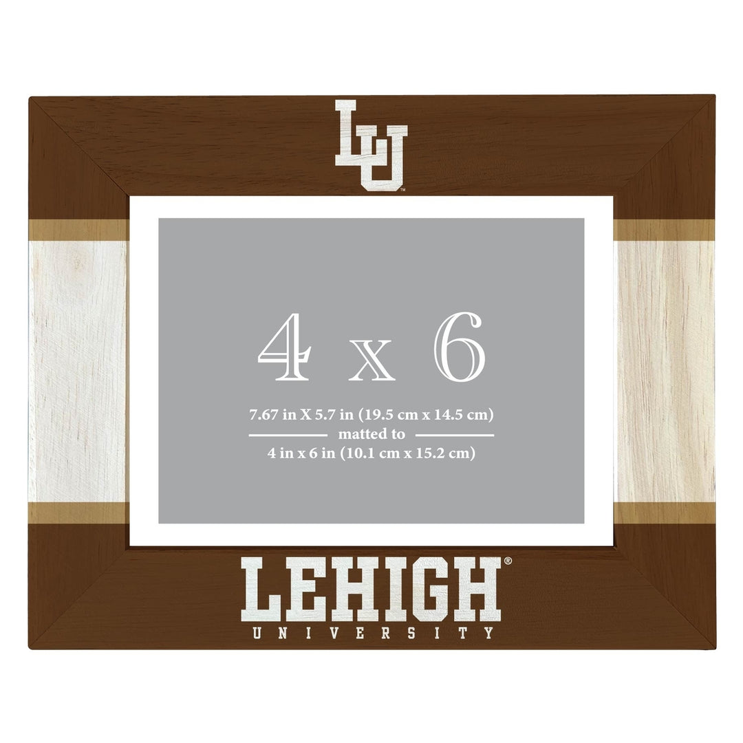 Lehigh University Mountain Hawks Wooden Photo Frame - Customizable 4 x 6 Inch - Elegant Matted Display for Memories Image 1