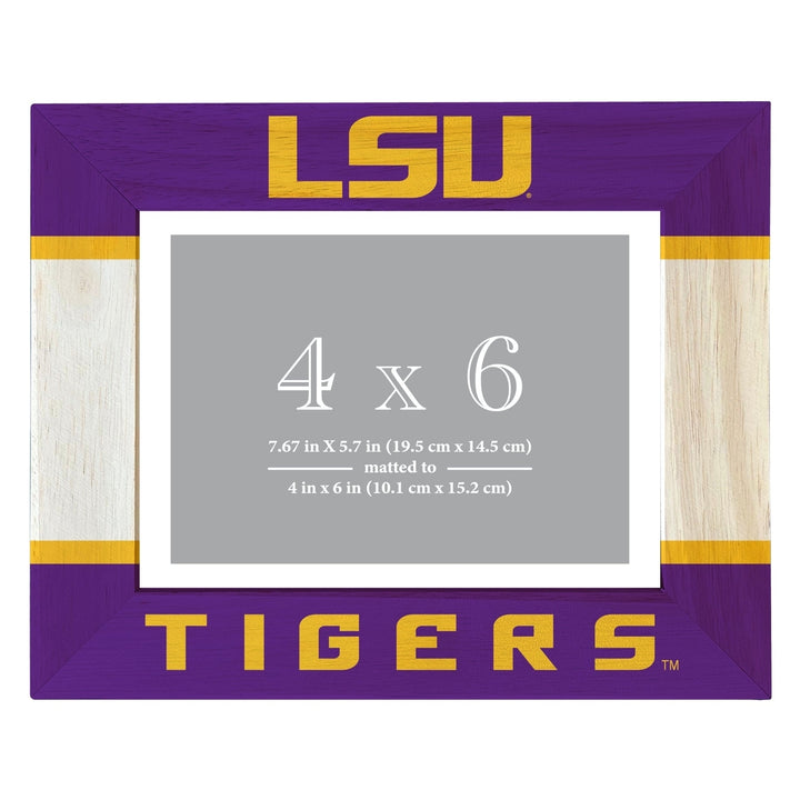 LSU Tigers Wooden Photo Frame - Customizable 4 x 6 Inch - Elegant Matted Display for Memories Image 1