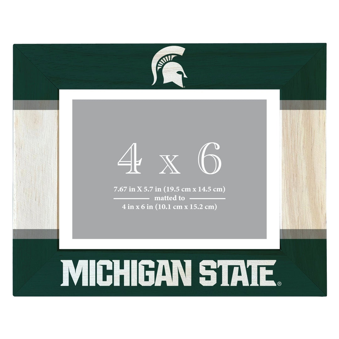 Michigan State Spartans Wooden Photo Frame - Customizable 4 x 6 Inch - Elegant Matted Display for Memories Image 1