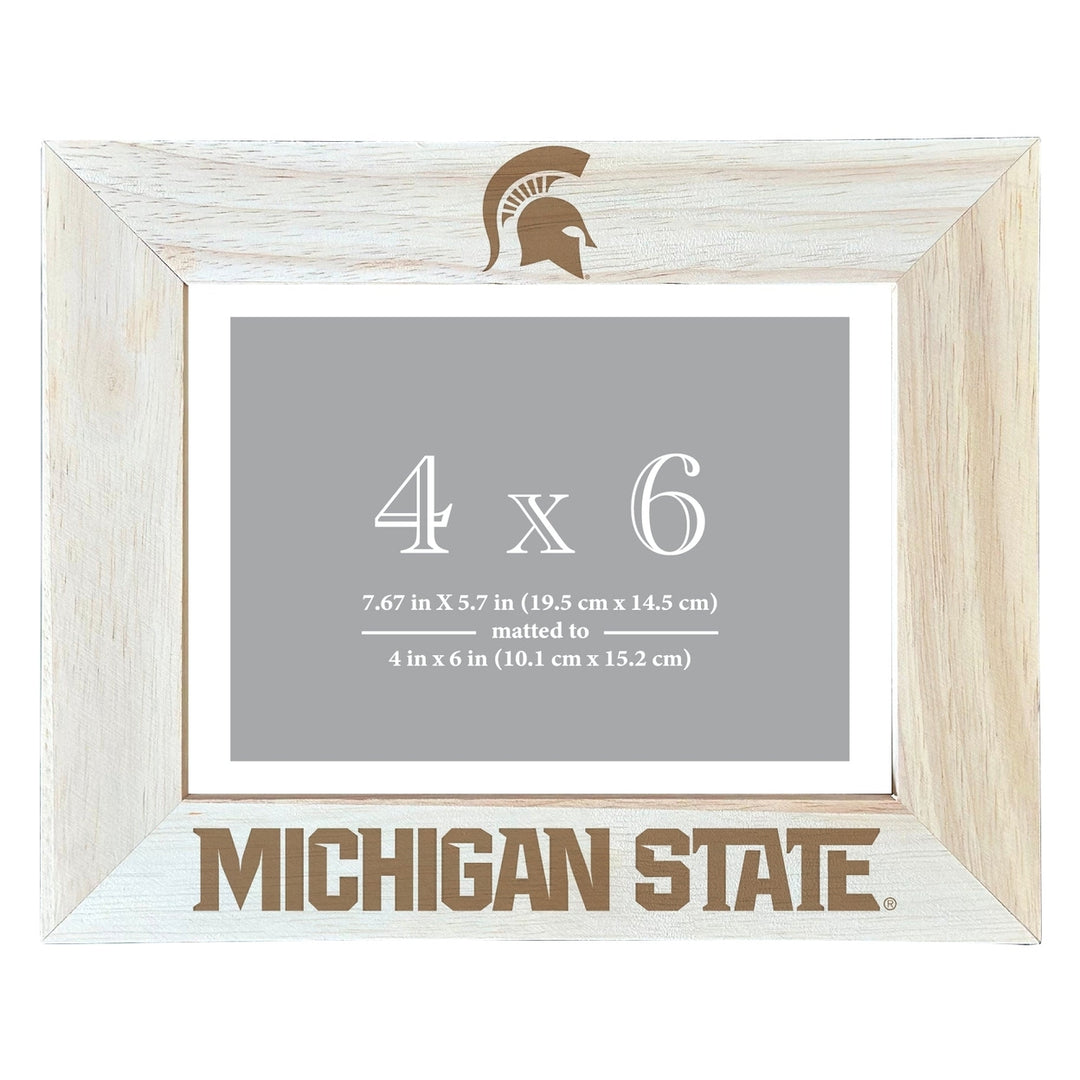 Michigan State Spartans Wooden Photo Frame - Customizable 4 x 6 Inch - Elegant Matted Display for Memories Image 2