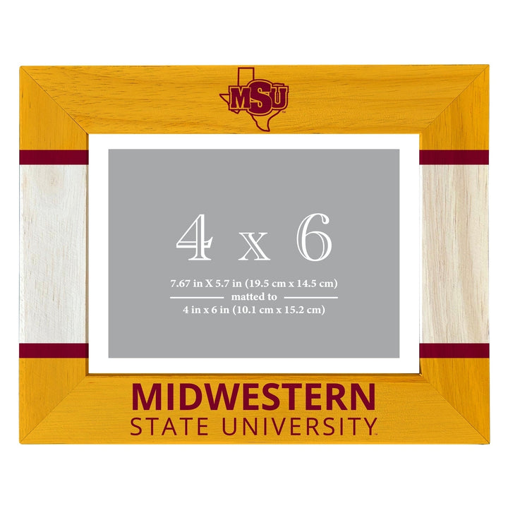 Midwestern State University Mustangs Wooden Photo Frame - Customizable 4 x 6 Inch - Elegant Matted Display for Memories Image 1