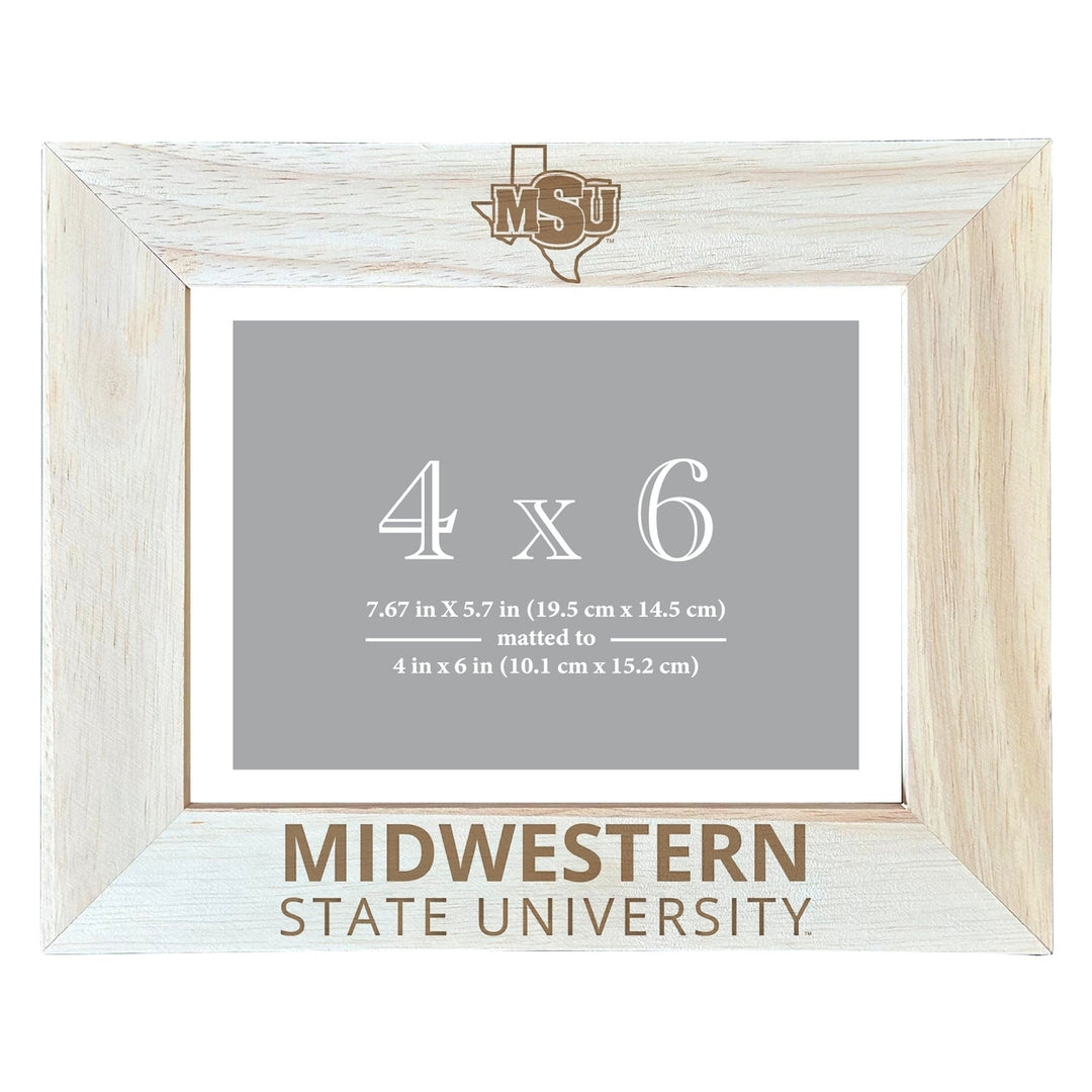 Midwestern State University Mustangs Wooden Photo Frame - Customizable 4 x 6 Inch - Elegant Matted Display for Memories Image 2