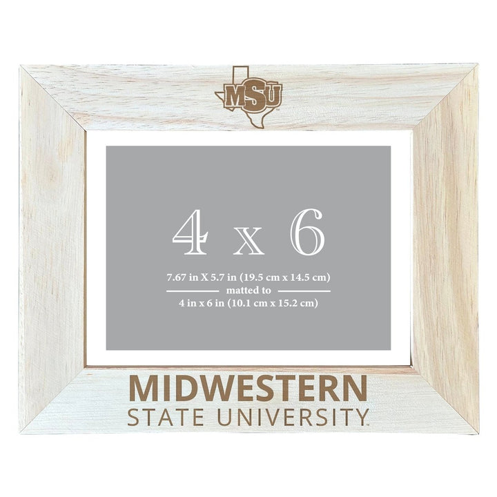 Midwestern State University Mustangs Wooden Photo Frame - Customizable 4 x 6 Inch - Elegant Matted Display for Memories Image 1