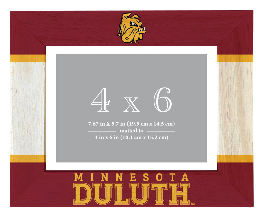 Minnesota Duluth Bulldogs Wooden Photo Frame - Customizable 4 x 6 Inch - Elegant Matted Display for Memories Image 1