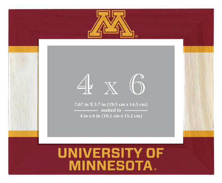 Minnesota Gophers Wooden Photo Frame - Customizable 4 x 6 Inch - Elegant Matted Display for Memories Image 1