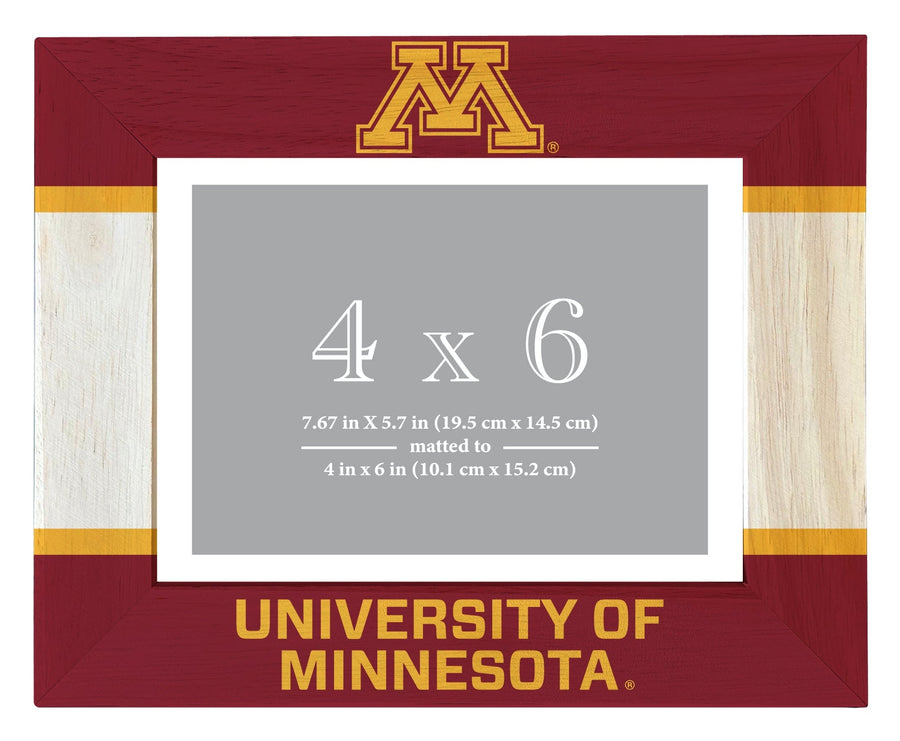 Minnesota Gophers Wooden Photo Frame - Customizable 4 x 6 Inch - Elegant Matted Display for Memories Image 1