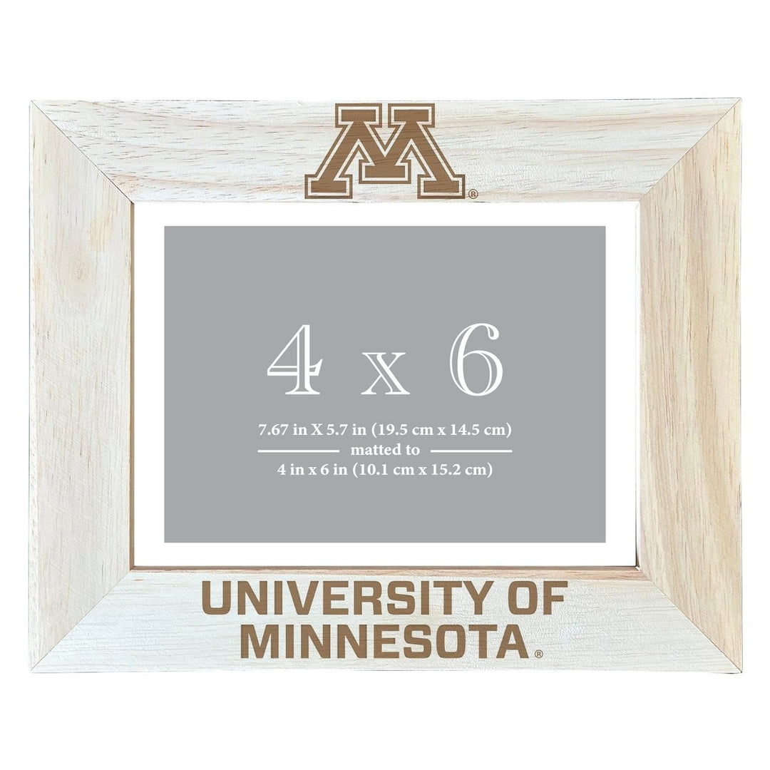 Minnesota Gophers Wooden Photo Frame - Customizable 4 x 6 Inch - Elegant Matted Display for Memories Image 1