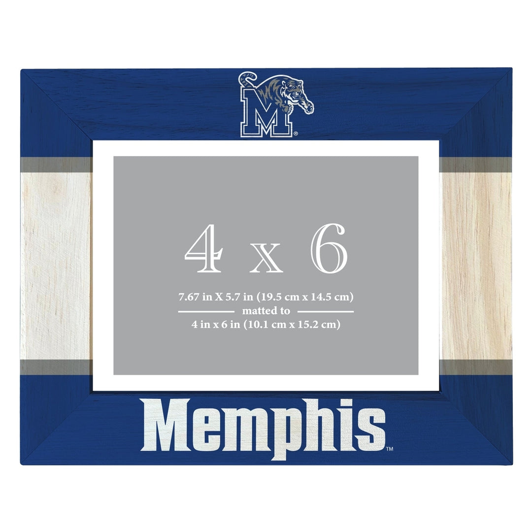 Memphis Tigers Wooden Photo Frame - Customizable 4 x 6 Inch - Elegant Matted Display for Memories Image 1