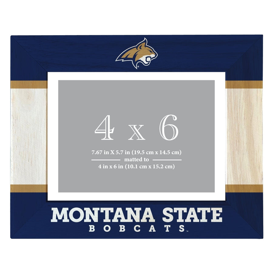 Montana State Bobcats Wooden Photo Frame - Customizable 4 x 6 Inch - Elegant Matted Display for Memories Image 1