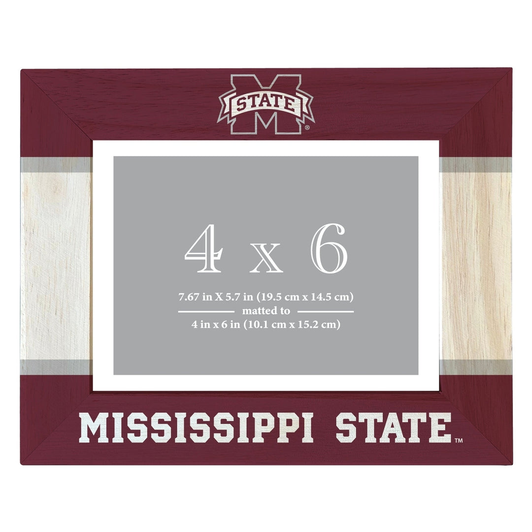 Mississippi State Bulldogs Wooden Photo Frame - Customizable 4 x 6 Inch - Elegant Matted Display for Memories Image 1