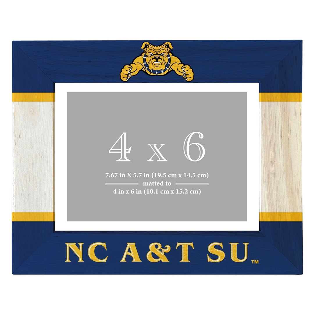 North Carolina AandT State Aggies Wooden Photo Frame - Customizable 4 x 6 Inch - Elegant Matted Display for Memories Image 1