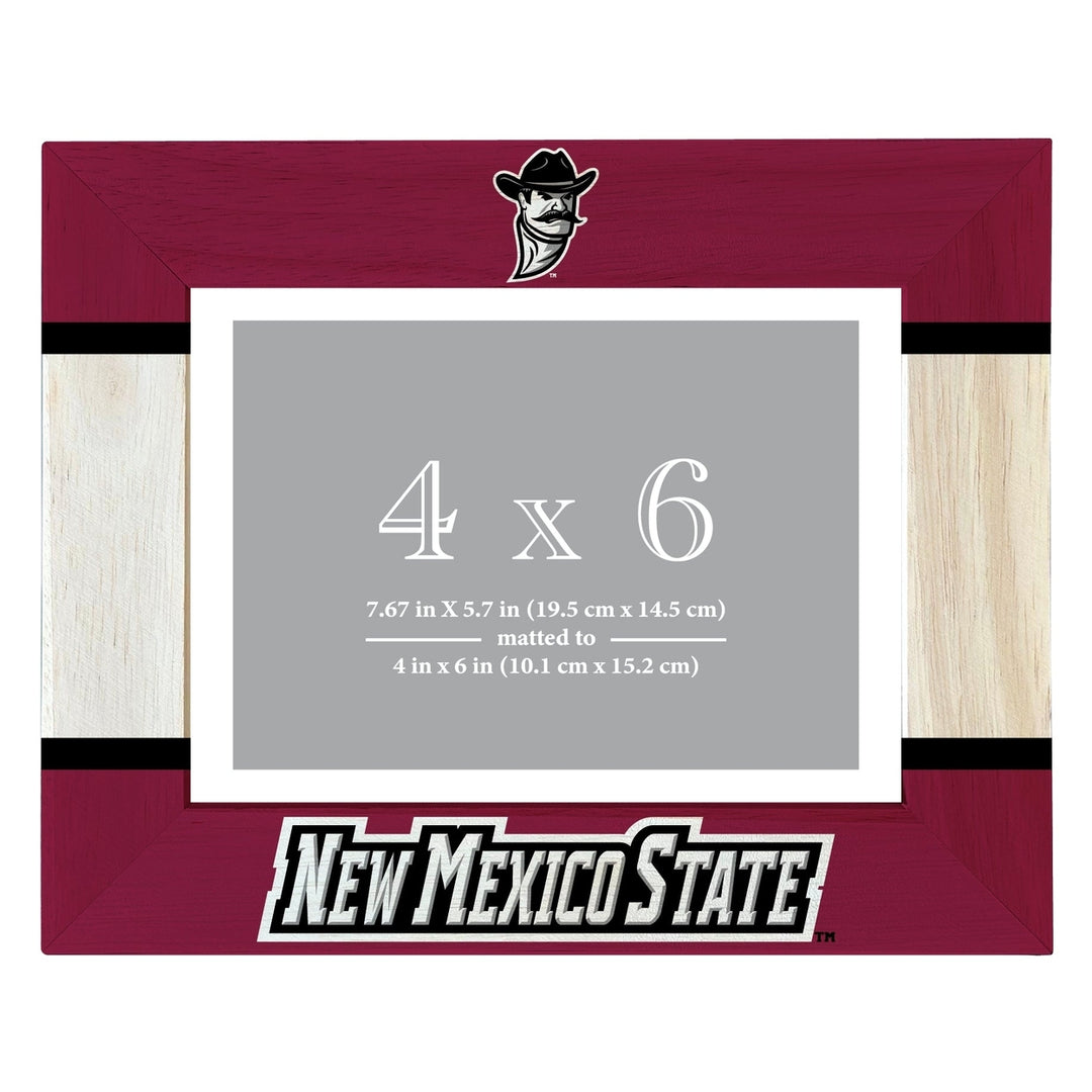 Mexico State University Aggies Wooden Photo Frame - Customizable 4 x 6 Inch - Elegant Matted Display for Memories Image 1