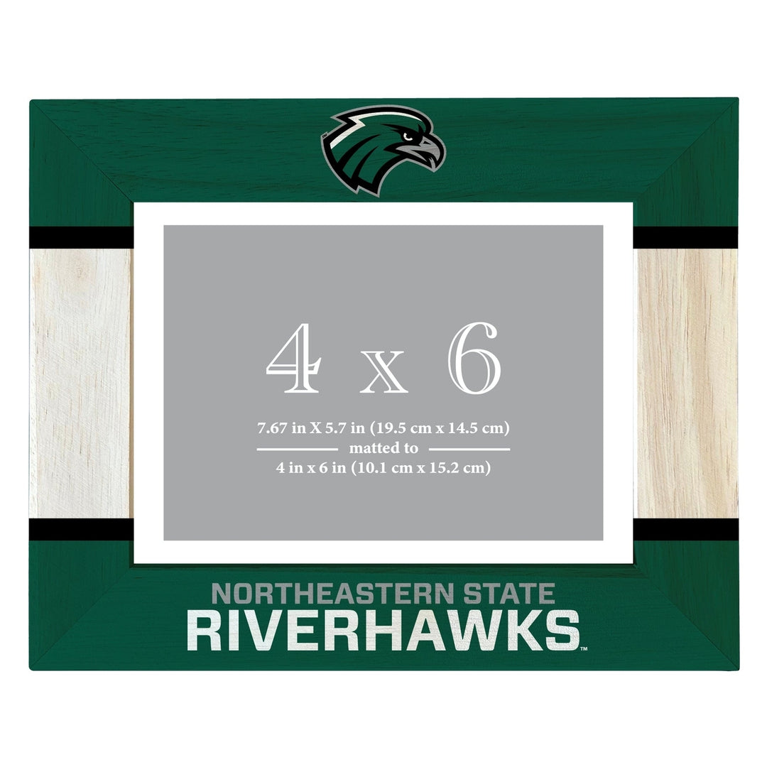 Northeastern State University Riverhawks Wooden Photo Frame Matted to 4 x 6 Inch Image 1