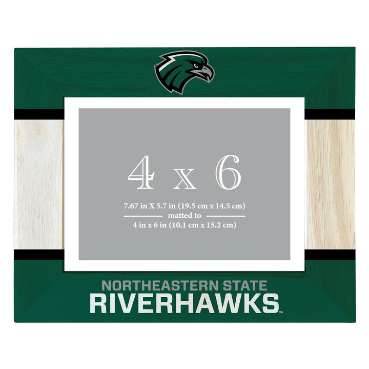 Northeastern State University Riverhawks Wooden Photo Frame - Customizable 4 x 6 Inch - Elegant Matted Display for Image 1