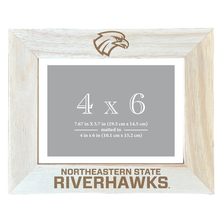 Northeastern State University Riverhawks Wooden Photo Frame - Customizable 4 x 6 Inch - Elegant Matted Display for Image 2