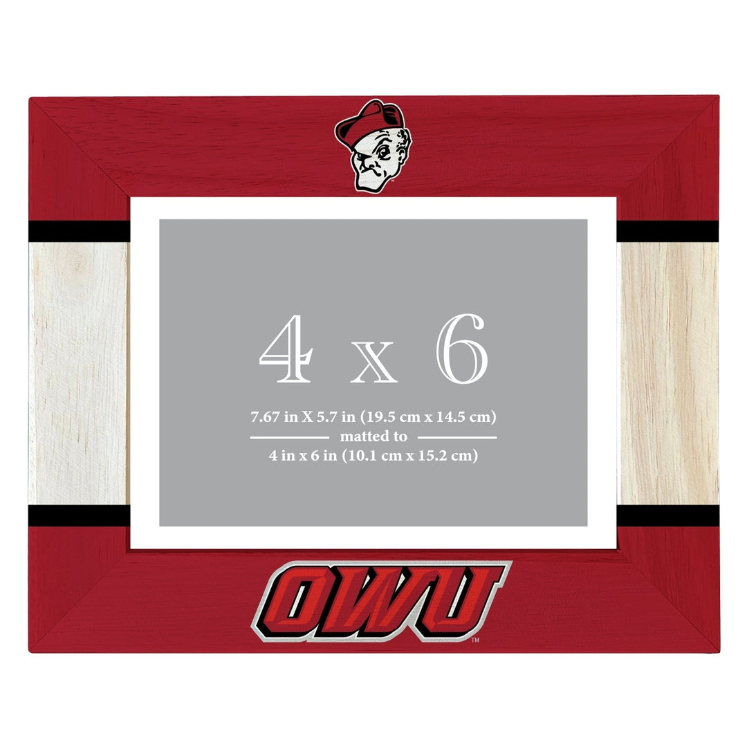 Ohio Wesleyan University Wooden Photo Frame - Customizable 4 x 6 Inch - Elegant Matted Display for Memories Image 1