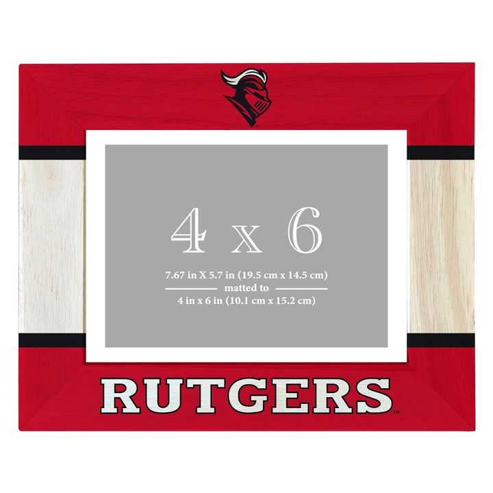 Rutgers Scarlet Knights Wooden Photo Frame - Customizable 4 x 6 Inch - Elegant Matted Display for Memories Image 1