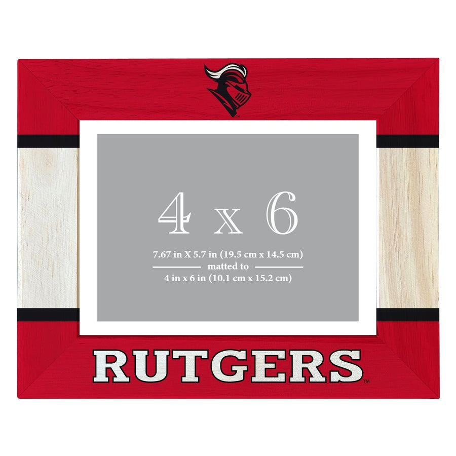 Rutgers Scarlet Knights Wooden Photo Frame - Customizable 4 x 6 Inch - Elegant Matted Display for Memories Image 1