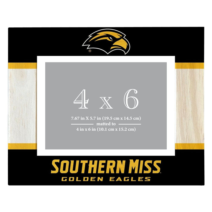 Southern Mississippi Golden Eagles Wooden Photo Frame - Customizable 4 x 6 Inch - Elegant Matted Display for Memories Image 1