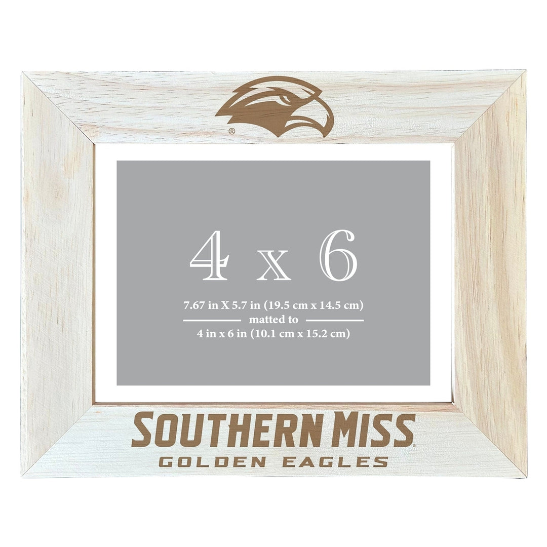 Southern Mississippi Golden Eagles Wooden Photo Frame - Customizable 4 x 6 Inch - Elegant Matted Display for Memories Image 2