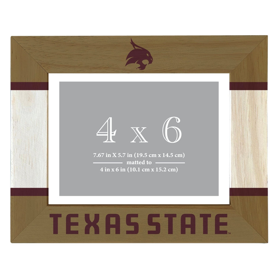 Texas State Bobcats Wooden Photo Frame - Customizable 4 x 6 Inch - Elegant Matted Display for Memories Image 1